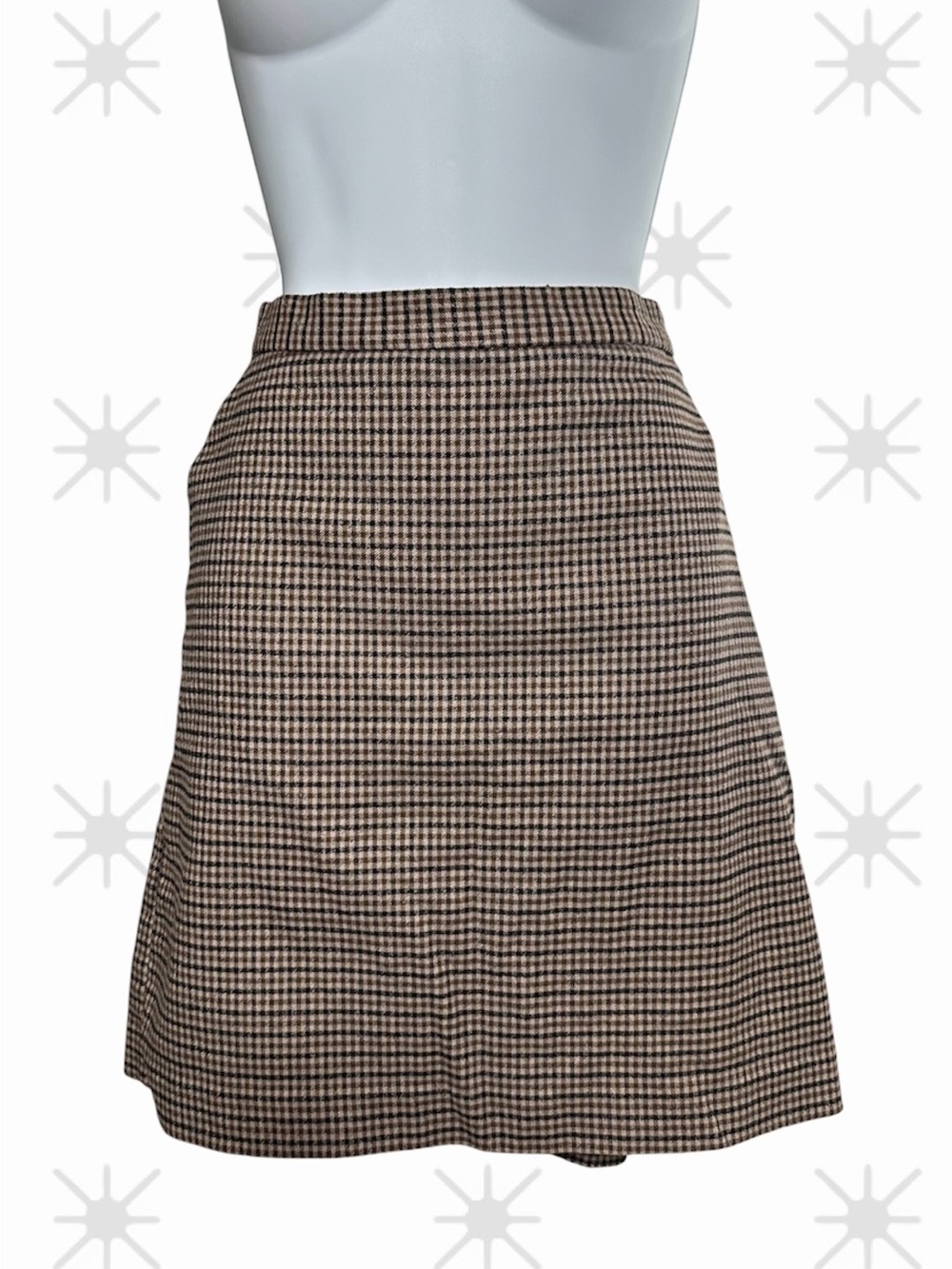 Banana Republic Brown Cream Houndstooth A-Line Skirt Size 10 office work wear